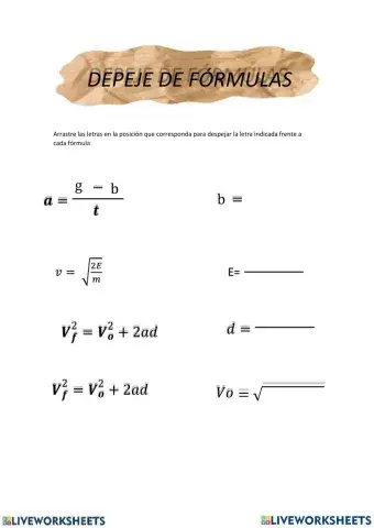 Despeje de fórmulas de 1ro BGU