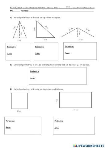 Áreas y perímetros.