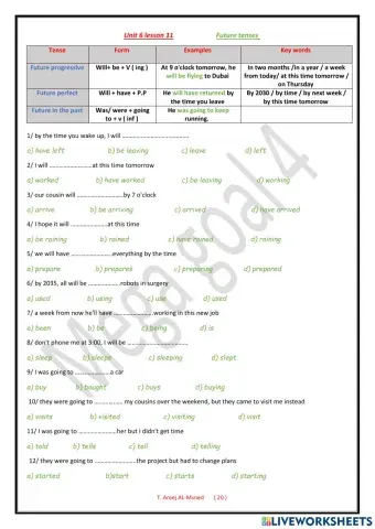 Mega goal 4 - unit 6 lesson 11 future tenses