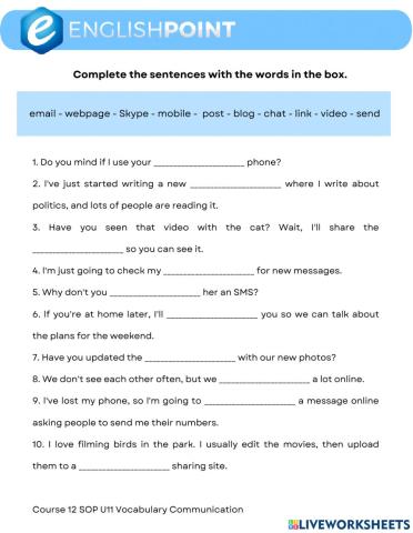 Vocabulary - Communication