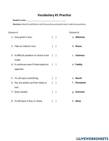Vocabulary I test II