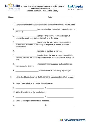 Science exam II partial