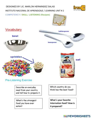 Recipe listening exercise