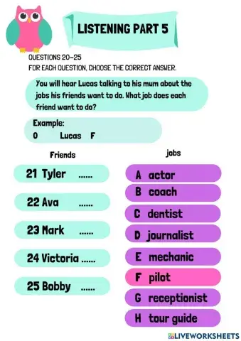 A2 listening practice KET part 5