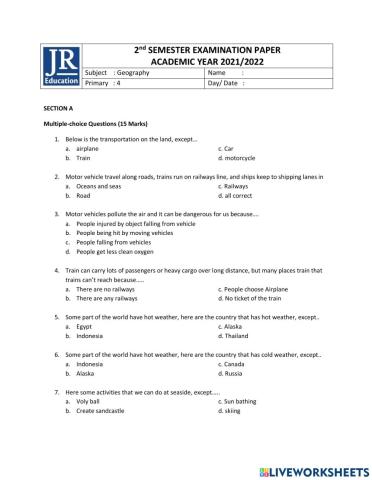 2nd semester Geography Lenggo