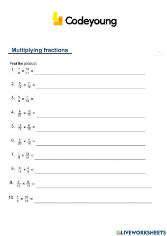 Multiplication of Fractions  Concept CW