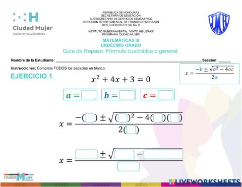 Fórmula cuadrática o general