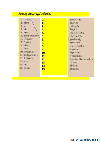 Utwórz zadania - dopasowanie