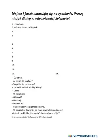 Uporządkować dialog