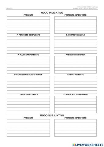 Conjuga el verbo CANTAR (completar)