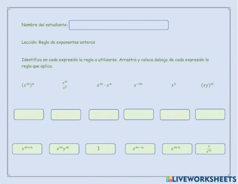 Regla de exponentes enteros
