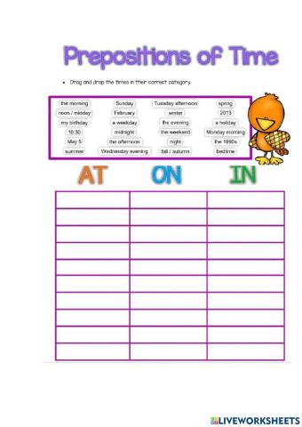 Prepositions of time