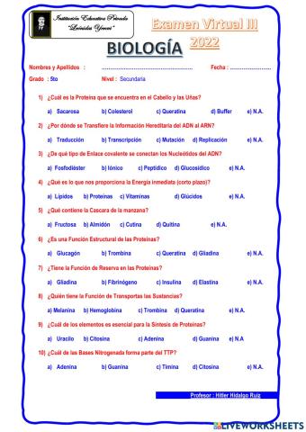 Biología 5to Sec