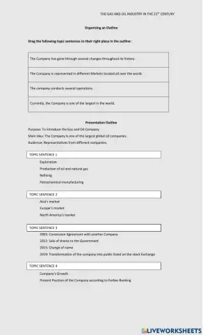 Organising an outline