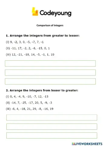 Comparison of Integers CW