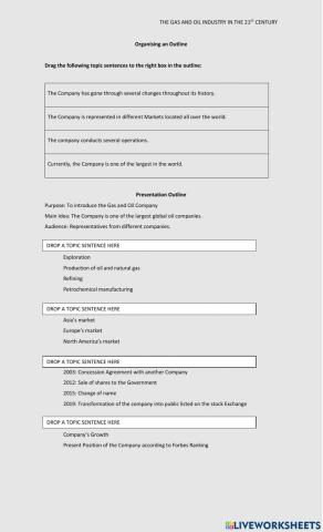 Organising an Outline