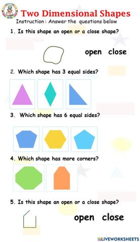 Two dimensional shapes