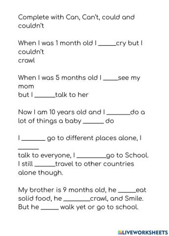 Can, can't, could and couldn't