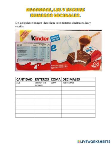 Lee y escribe números decimales