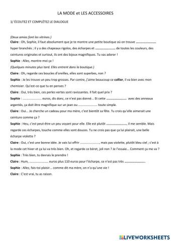 LA MODE et LES ACCESSOIRES B1