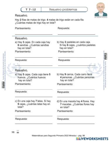 Matemáticas para Segundo Primaria 2022 Mineduc - pág. 98 -  Resuelvo problemas