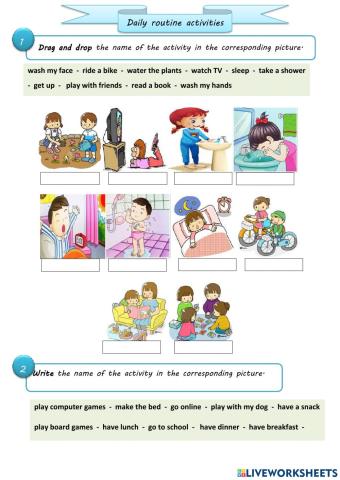 Daily routine activities- Vocabulary 2022