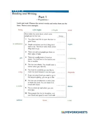 Flyers 3 Test 3 R&W part 1-5