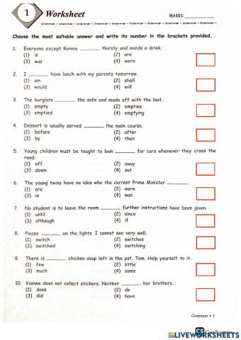 Grammar + vocab part a