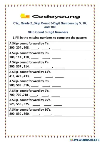 Skip Count 3-Digit Numbers