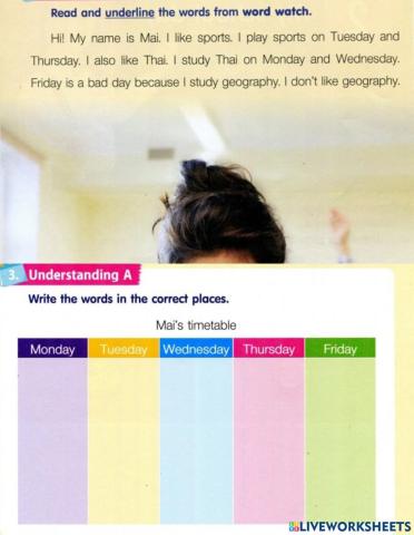 Reading:Write the words in the correct places1