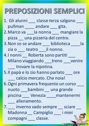 Esercitazione sulle preposizioni semplici