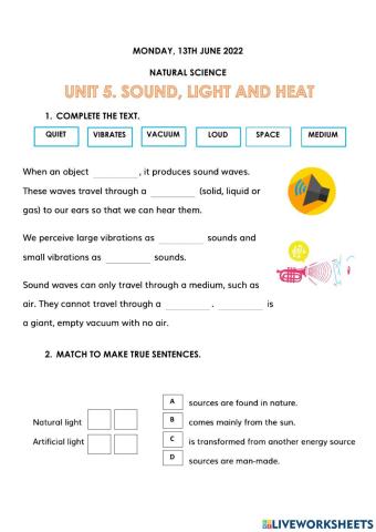 SOUND, LIGHT AND HEAT TEST 5º