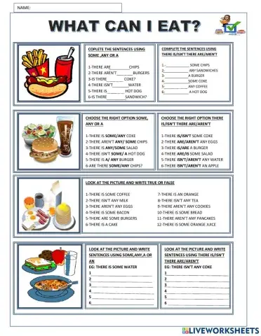 Worksheet: What can I eat