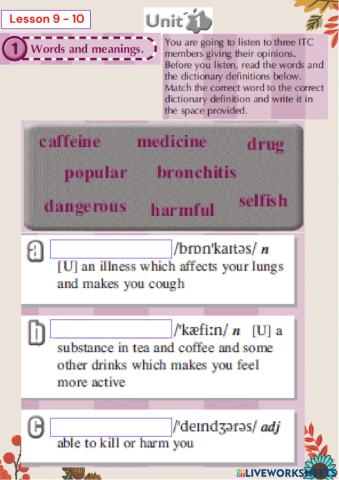 Grade 9 S 1 Unit 1 Lessons 9 - 10 SB. Pages 8 -9