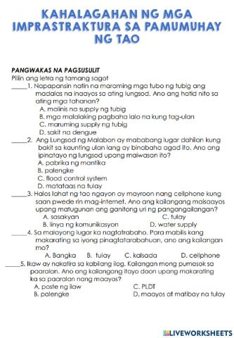 Kahalagahan ng mga imprastraktura sa pamumuhay ng tao