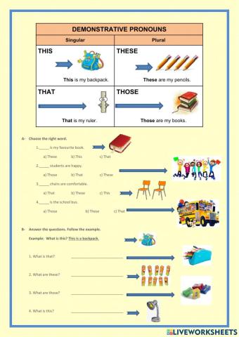 Demonstrative pronouns - This- Thas-Those-These