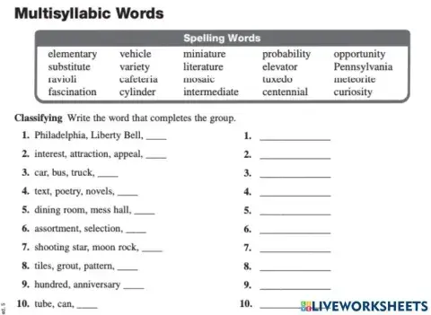 Multisyllabic Words
