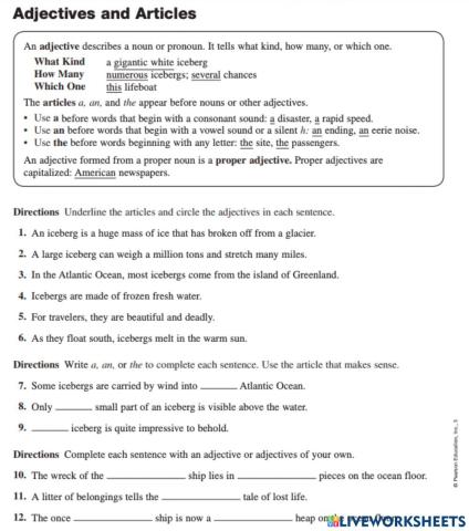 Adjectives and Articles