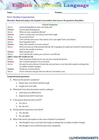 Intermediate class (Final examination)