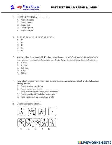 Posttest tps um undip unpad
