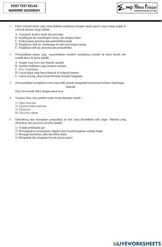 Post test geografi utul