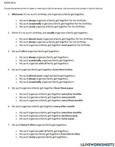 IE1, Unit 1, Grammar and Vocabulary, Exercise 8