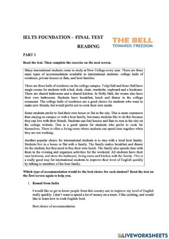 Ielts Foundation Reading Test
