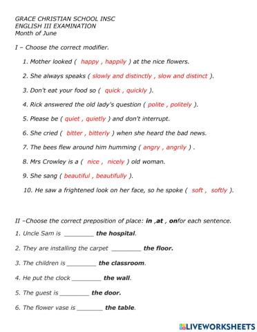 Adverbs,adjectives,Prepositions