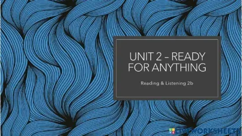 UNIT 2b READING - LISTENING F4
