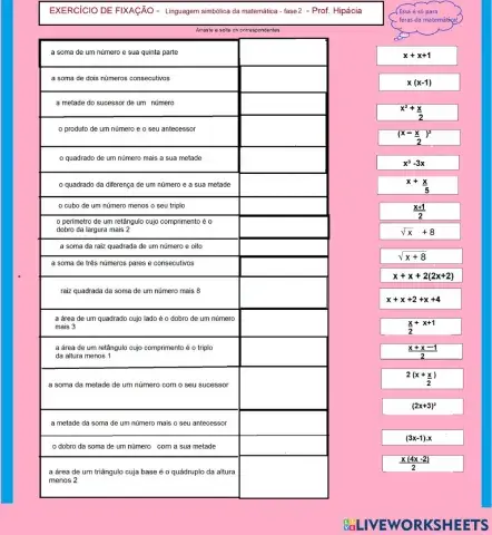 Linguagem simbólica da matemática - situações problema