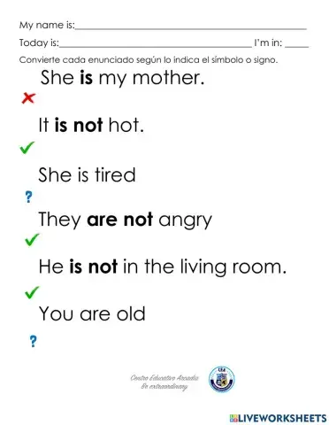 Afirmative, negative and questions