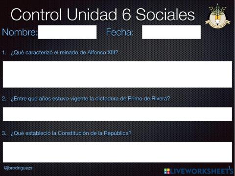 Control U.6 sociales 6º
