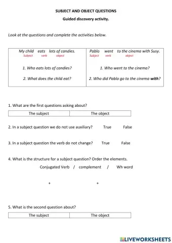 Subjec Object quesstiions