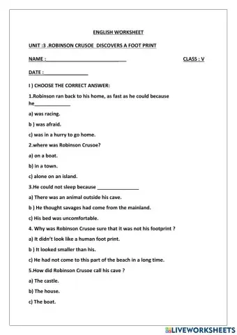 Robinson crusoe discovers a foot print